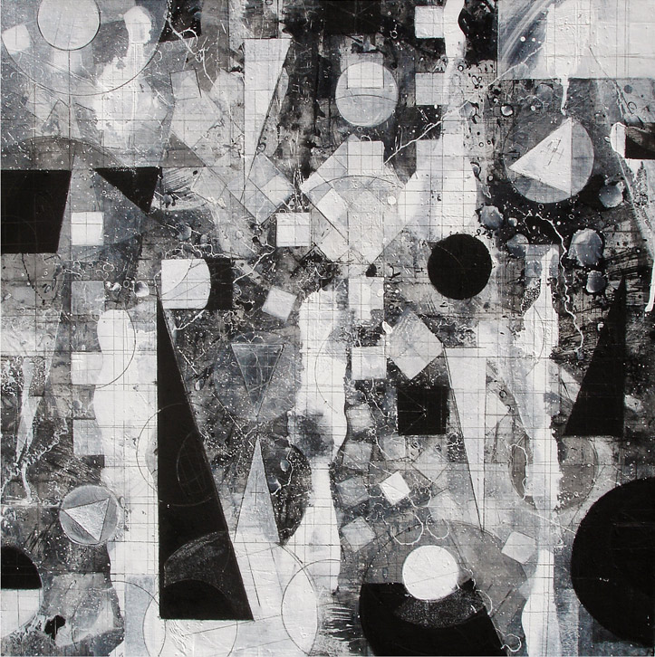 black and white abstract painting